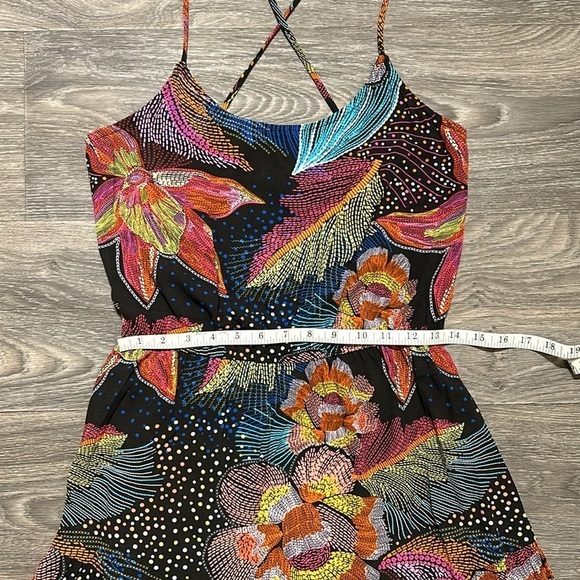 La Blanca Medium Sunlit Soiree Crepe Dress Swim Bathing Suit Cover Boho Floral - Picture 9 of 15